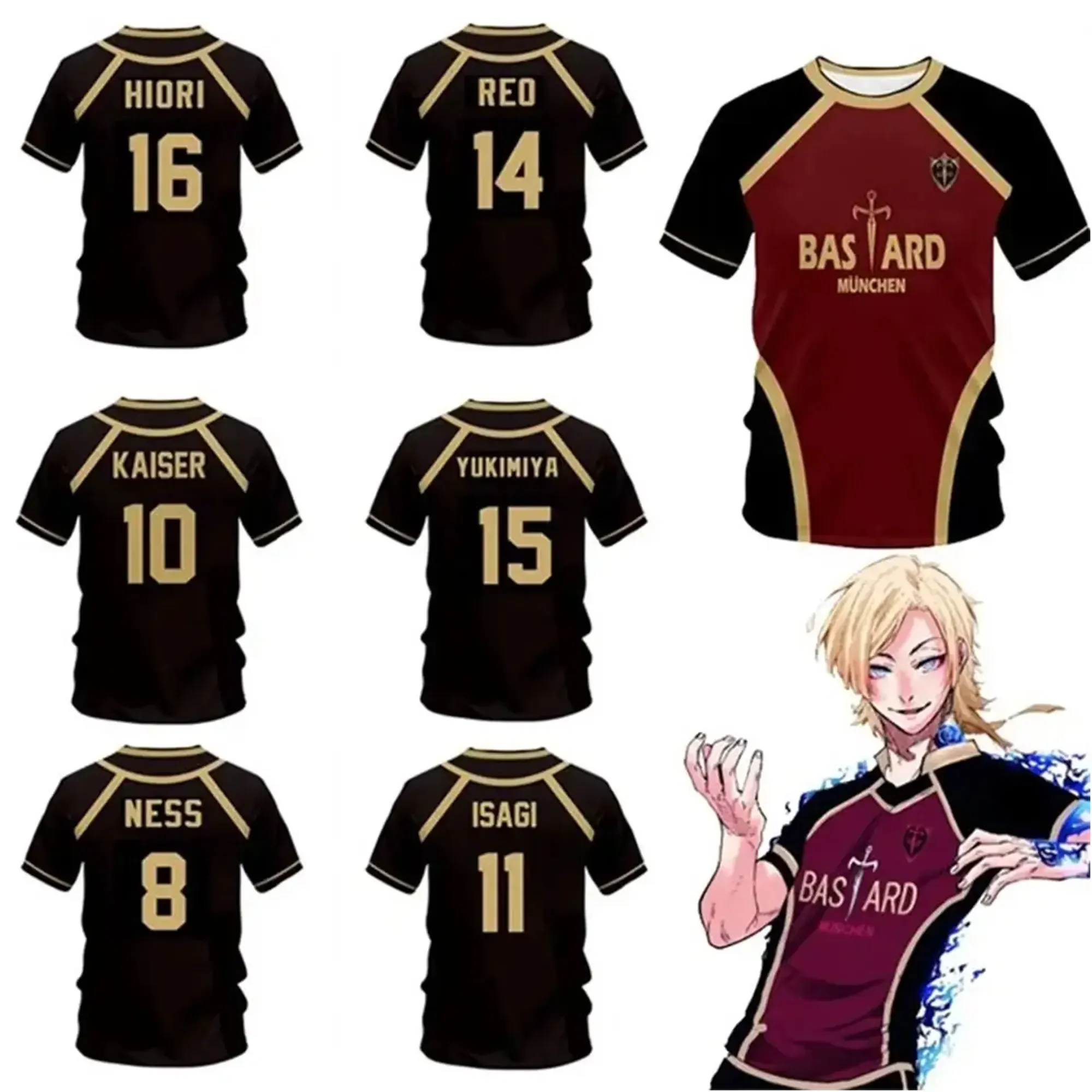 Maillot de Futsal à motif Vl Replika Anime Bastard Munich, t-shirt d'été pour hommes et femmes, t-shirt de sport décontracté