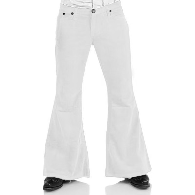 Pantalon évasé Vintage pour hommes, coupe cintrée, en velours côtelé, Streetwear, couleur unie, rétro, taille haute, bas de cloche, vêtements masculins, automne