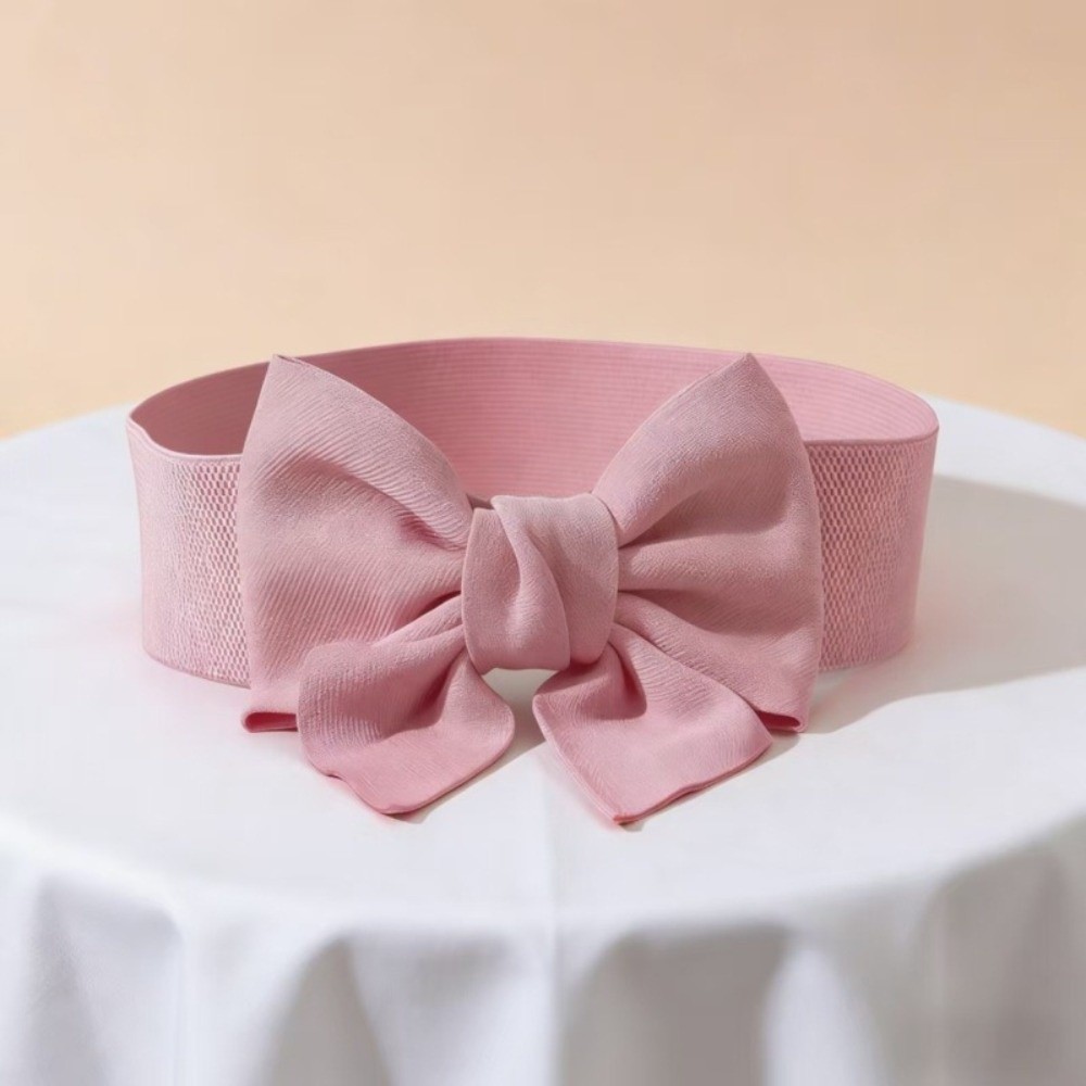 Ceinture large élégante à nœud papillon, couleur unie, élastique et réglable, pour décorer les robes et accessoires vestimentaires