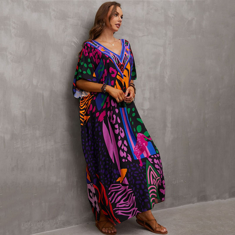 Robes caftan grande taille pour femmes, maillot de bain grande taille, robes de plage Maxi Caftan
