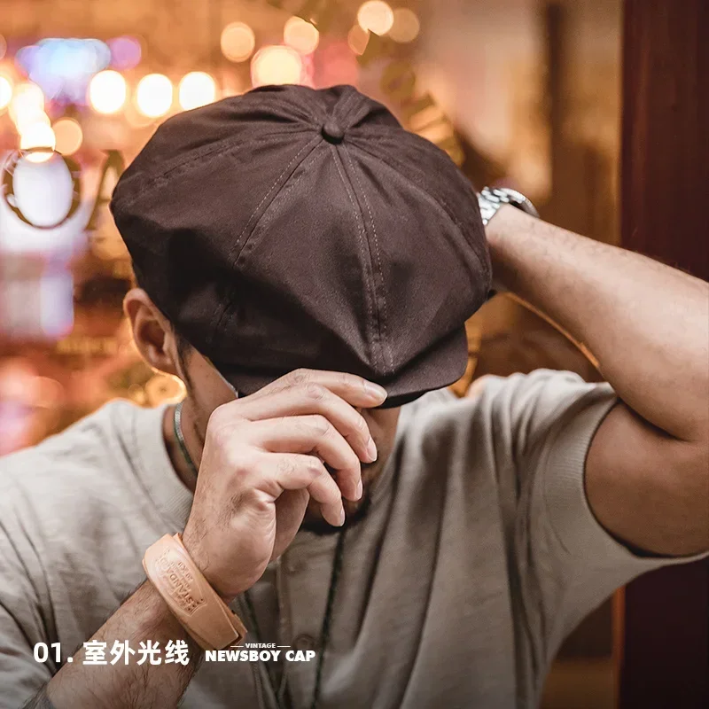 Maden Chapeau de journal vintage pour homme, chapeau octogonal réglable au café, usage quotidien, peintre à la mode, casquette assortie pour l'automne et l'hiver