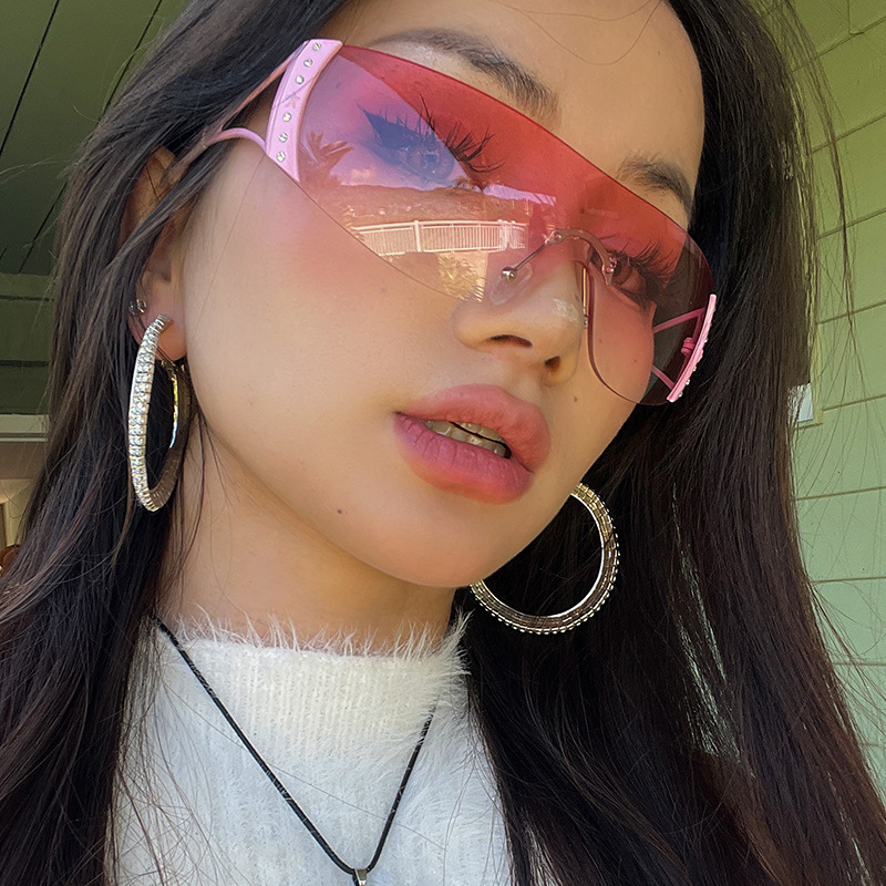 Lunettes de soleil carrées sans monture géométriques pour femmes et hommes, de marque de créateur, avec verres miroir en métal, style cool, Oculos De Sol
