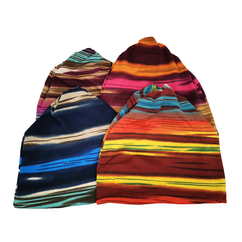 Bonnet à rayures pour femmes et hommes, chapeau turban décontracté, écharpe, bonnet baggy, garde au chaud, bonnets fins, enveloppement de sauna, cagoule, hiver