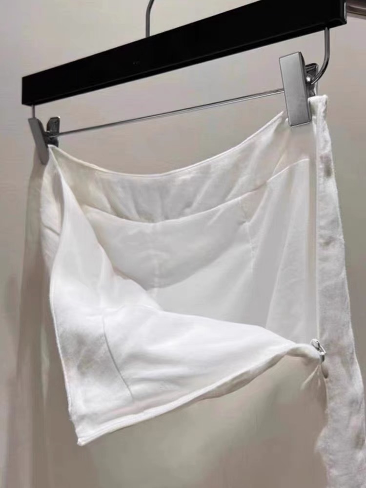 Jupe longue élégante en coton blanc uni pour femme, fendue, taille haute, coupe droite, longueur cheville, idéale pour le bureau