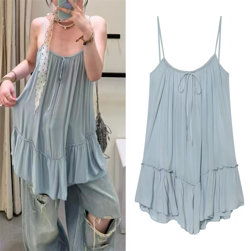 Robe pour femmes, nouvelle robe courte élégante décontractée d'été, sans bretelles, dos nu, drapée, à plusieurs couches, décorative
