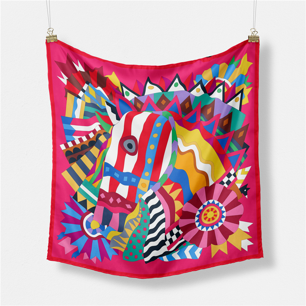 Foulard en Satin de soie pour femmes, mouchoir imprimé, tête carrée, Bandana, petit silencieux, Hijab, pour dames et filles, 53x53cm, nouvelle collection 2023