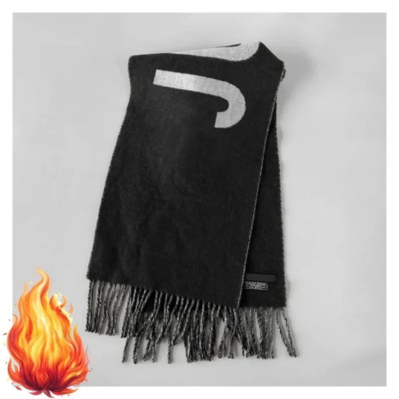 Écharpe 100% laine pour femmes, marque de luxe, écharpe d'hiver épaisse et chaude, monogramme, châle en cachemire de haute qualité pour femmes.