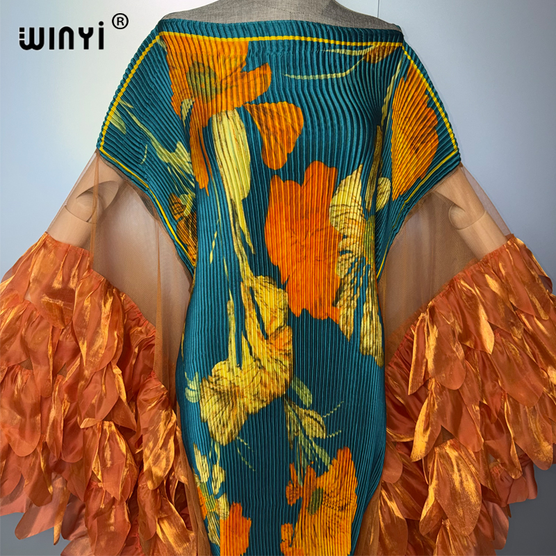 Robe d'été décontractée WINYI pour femme, élastique, plissée, style bohème, Abaya de soirée, Dubaï, luxe, pour femme musulmane, tendance