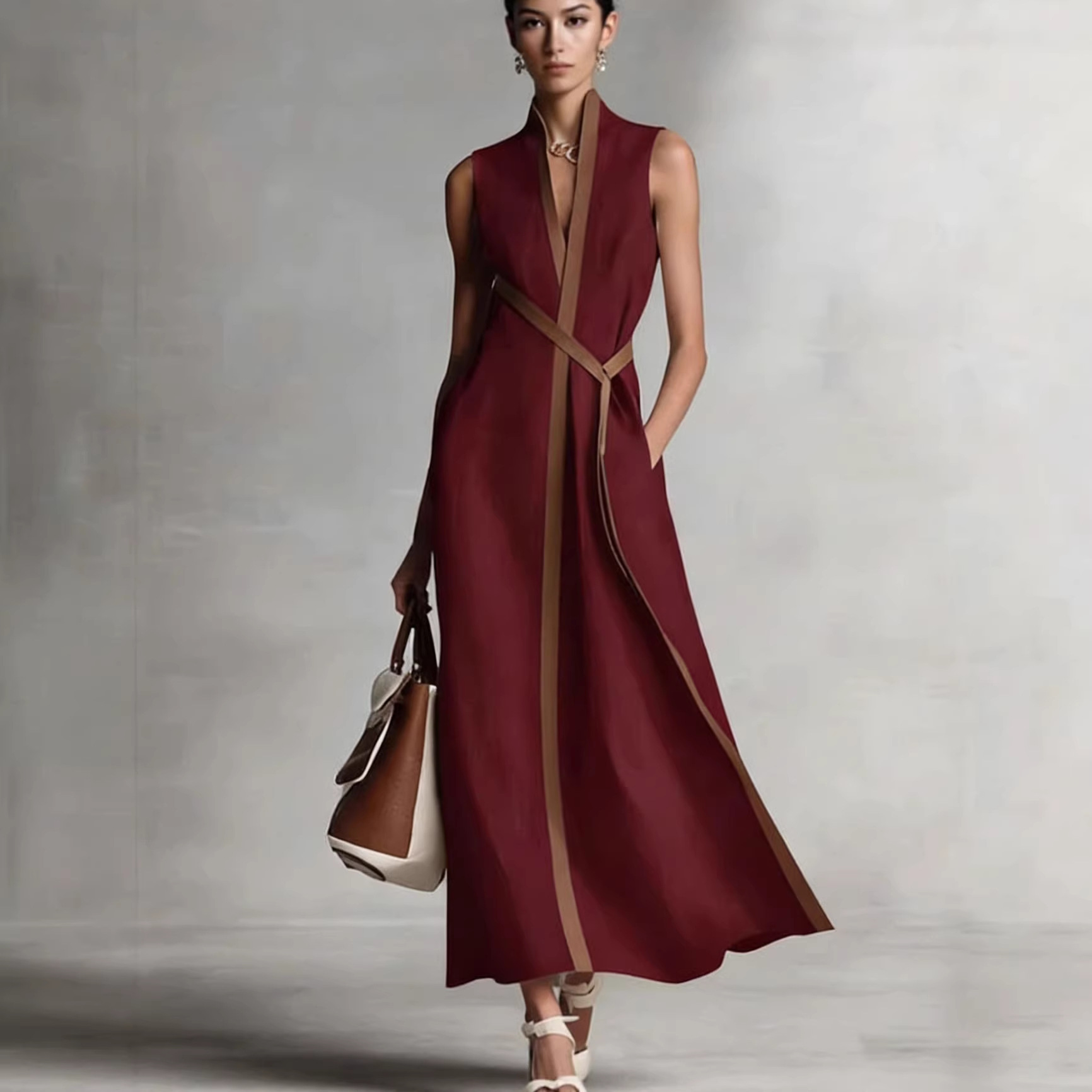 Robes pour femmes 2026 : Nouvelle collection été – Robe décontractée sans manches à col montant, couleurs contrastées, vêtements féminins, vestidos