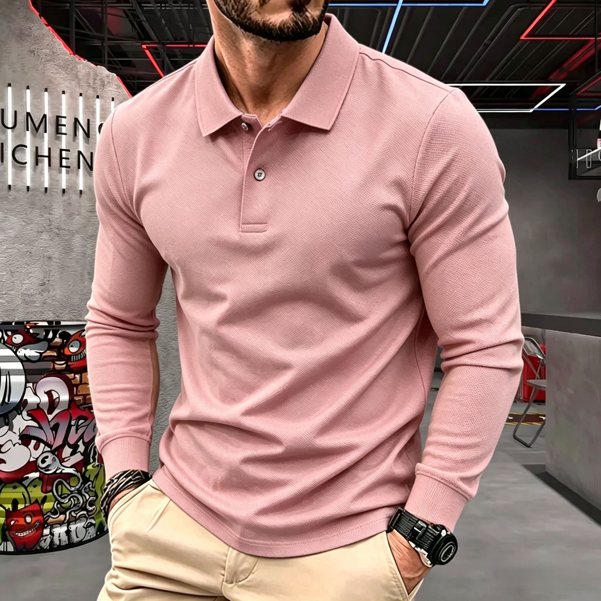 Polo à manches longues pour homme, 100% coton pur, marque haut de gamme, automne-hiver, broderie de luxe, haut de golf tendance, t-shirt décontracté