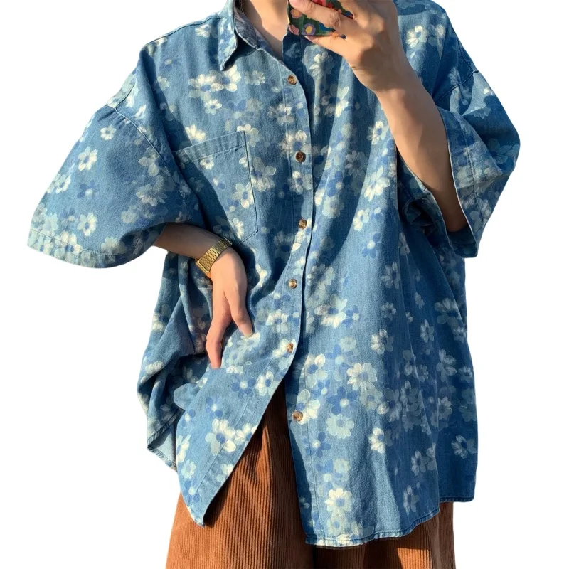 Hommes mode décontracté hauts respirant à manches longues chemises Blouses homme chemise en coton ample imprimé chemise de plage Streetwear homme vêtements