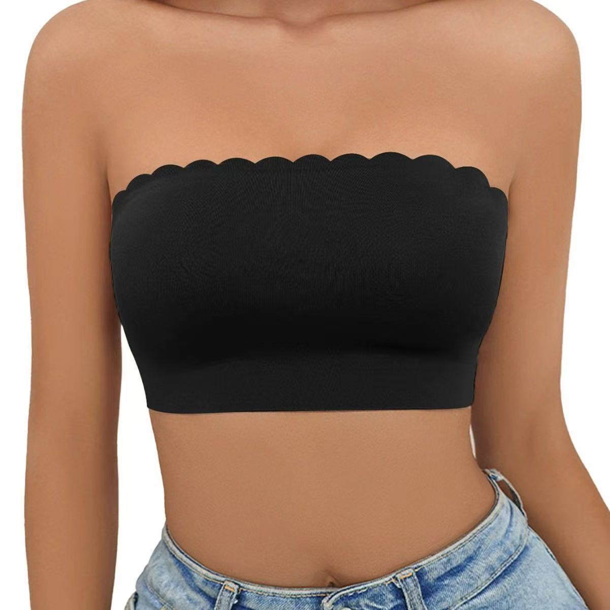 Soutien-gorge sans fil en soie glacée pour femme, sans couture, anti-glissement, sans bretelles, style bandeau, en tissu nylon confortable, style Pure Desire