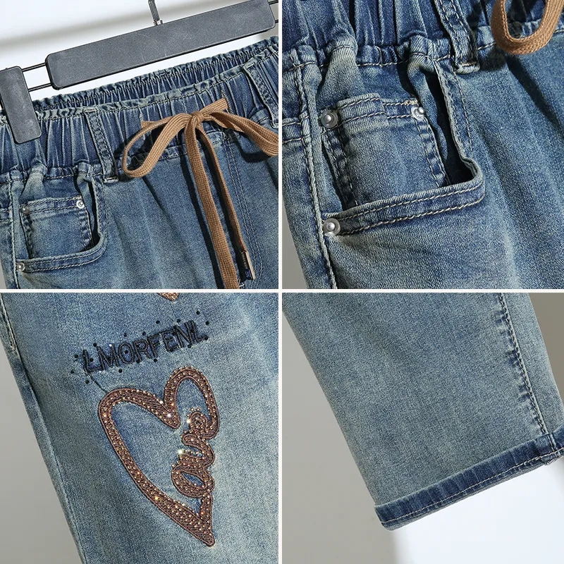 Jean brodé à taille élastique pour femme, nouvelle collection Printemps 2026, pantalon Harun ample à taille haute élastique, pantalon en jean décontracté pour femme