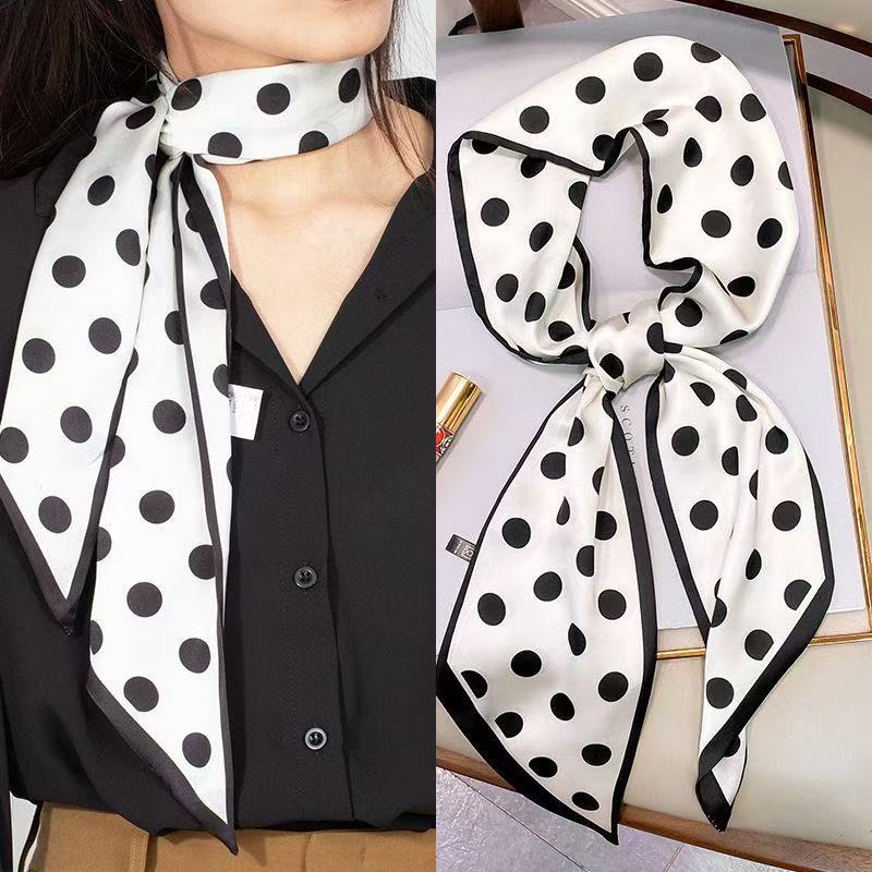 Écharpe longue et fine en soie pour femme, bandeau pour cheveux, ceinture, ruban polyvalent et élégant pour la décoration de chemises