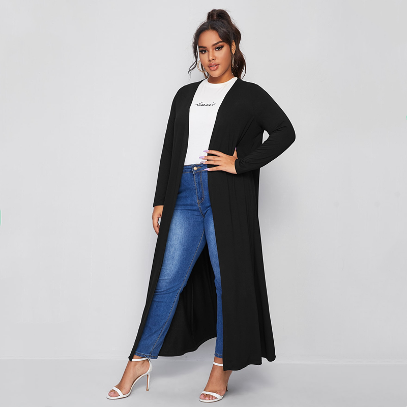 Cardigan à manches longues pour femmes, grande taille, élégant, ouvert devant, ample, noir, décontracté, vêtements pour femmes, grande taille 6XL 7XL