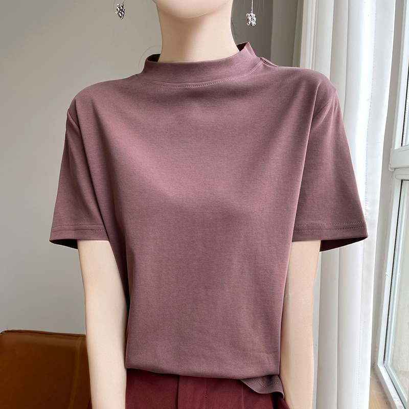 T-shirt à manches courtes pour femmes, T-shirt 2024 coton, Ajustement intérieur et extérieur, Col rond, Chemise de base, Haute qualité, InjCotton, Nouvel article, 100%