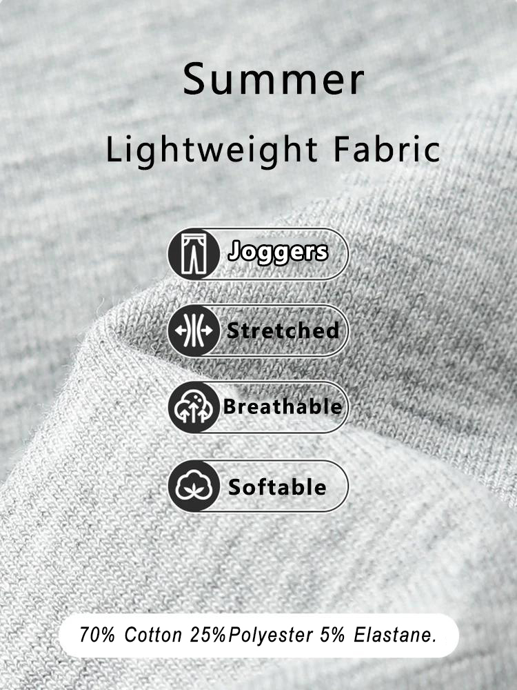 Pantalon de jogging d'été pour homme en coton léger et confortable, gris, coupe ample, pour le sport, la maison et la gym