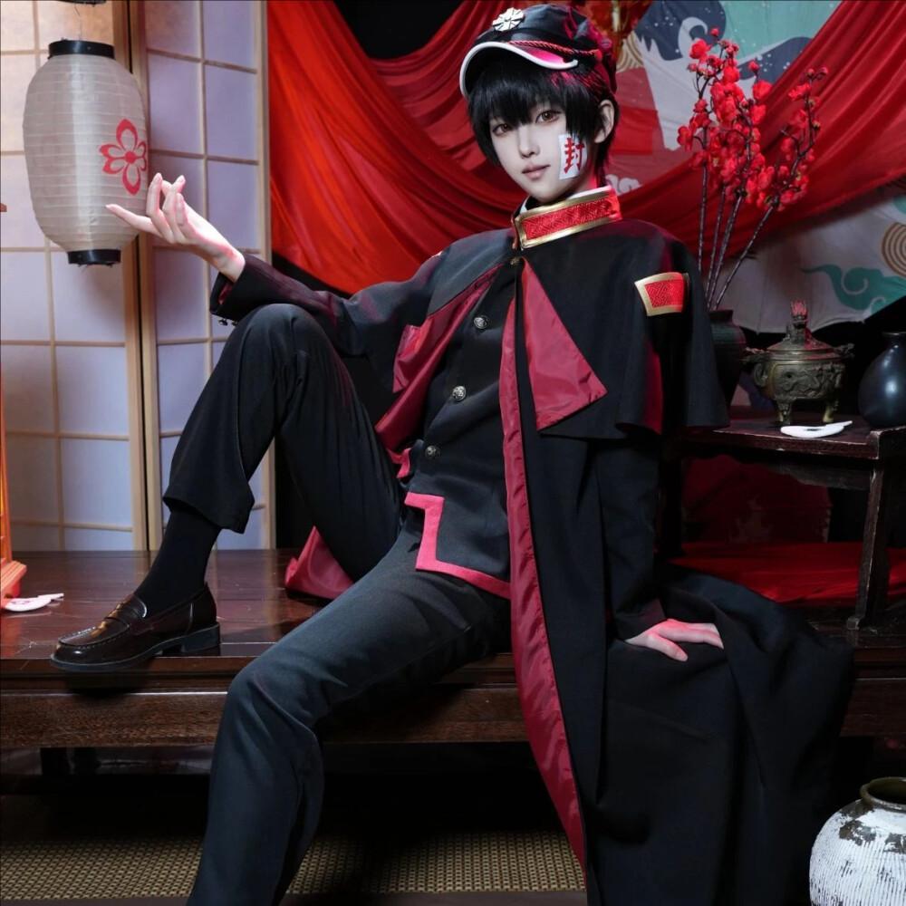 Tenue complète de cosplay Yugi Amane, costume Toilet Bound Hanako Kun, cape, pantalon, uniforme, y compris la perruque et le chapeau pour Halloween