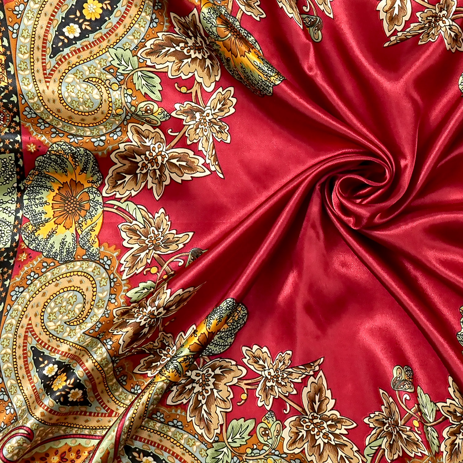 1pc Foulard en soie Scarftop chapeaux pour femmes Vintage quatre saisons foulards de cheveux 90*90 cm Hijab Foulard Iuxe Bandana Femme têtes