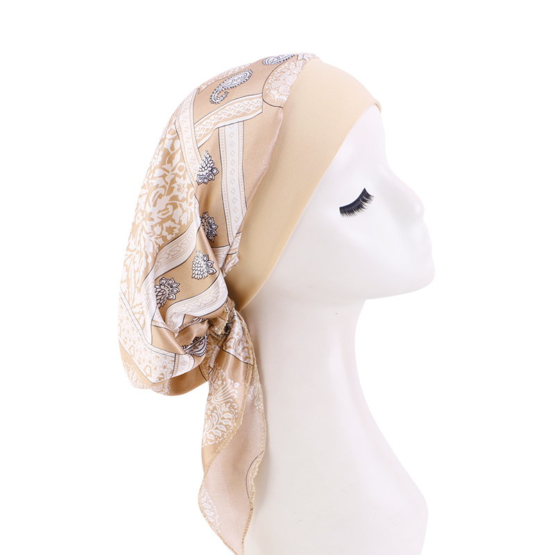 Turban imprimé en Satin pour femmes musulmanes, bandeau élastique, couvre-chef extensible, bonnet de chimiothérapie, intérieur, Turban, nouvelle collection