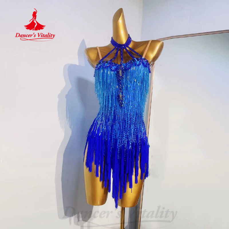 Robe de brevLatine à Franges pour Femme, Vêtements de Performance Personnalisés, Tango, Chacha, Compétition Phtalique, Senior AB, Charbon