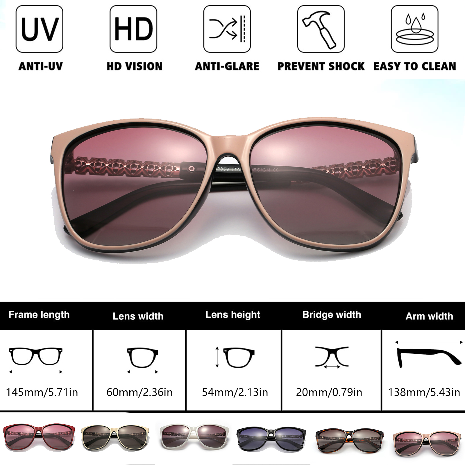 Lunettes de soleil polarisées pour femmes, UV400, œil de chat, pour voyager, conduite, Shopping, fête