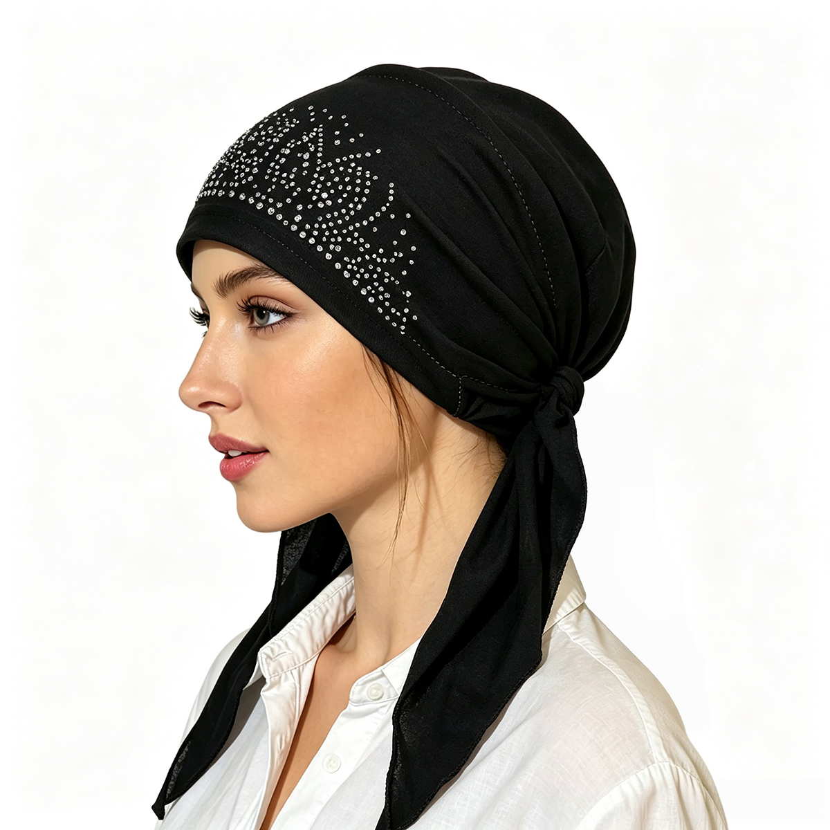 Chapeau Hijab Musulman Tendance pour Femme – Bonnets Intérieurs Fins d'Été, Turban Uni avec Diamants, Foulard Indien