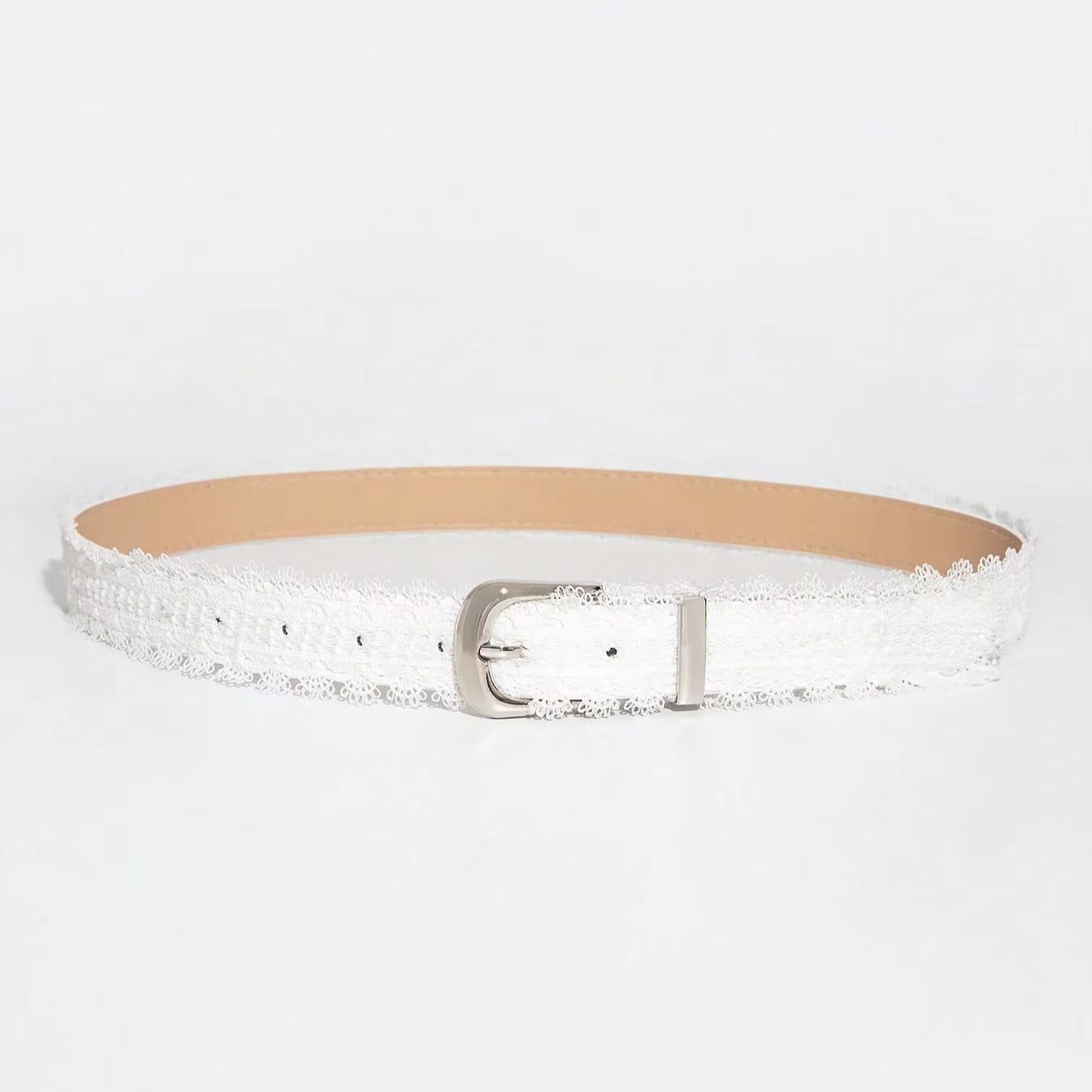 Ceinture en dentelle blanche de style délicat pour femme, une ceinture polyvalente de style féminin et charmant pour décorer les jeans.
