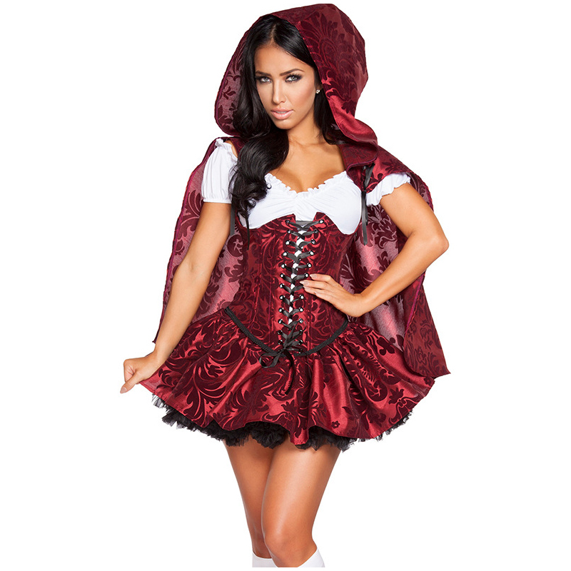 Costume du Petit Chaperon Rouge pour Femme, Bustier Gothique, Tenue de Palais, Cosplay, Robe de ixde Barrage, Carnaval, Halloween, Nouvelle Collection
