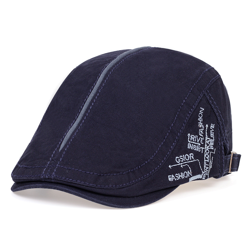 Hommes béret mode coton lettre flanc broderie casquette décontracté capote rétro littéraire avant casquettes pilote chapeau visière bérets