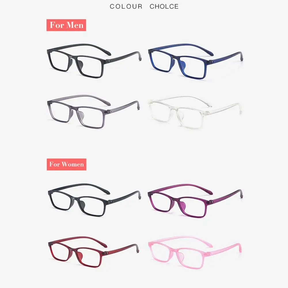 Nouveauté TR-90 lunettes à monture pour hommes et femmes Styles 4 couleurs en option plastique Flexible lunettes durables Prescription