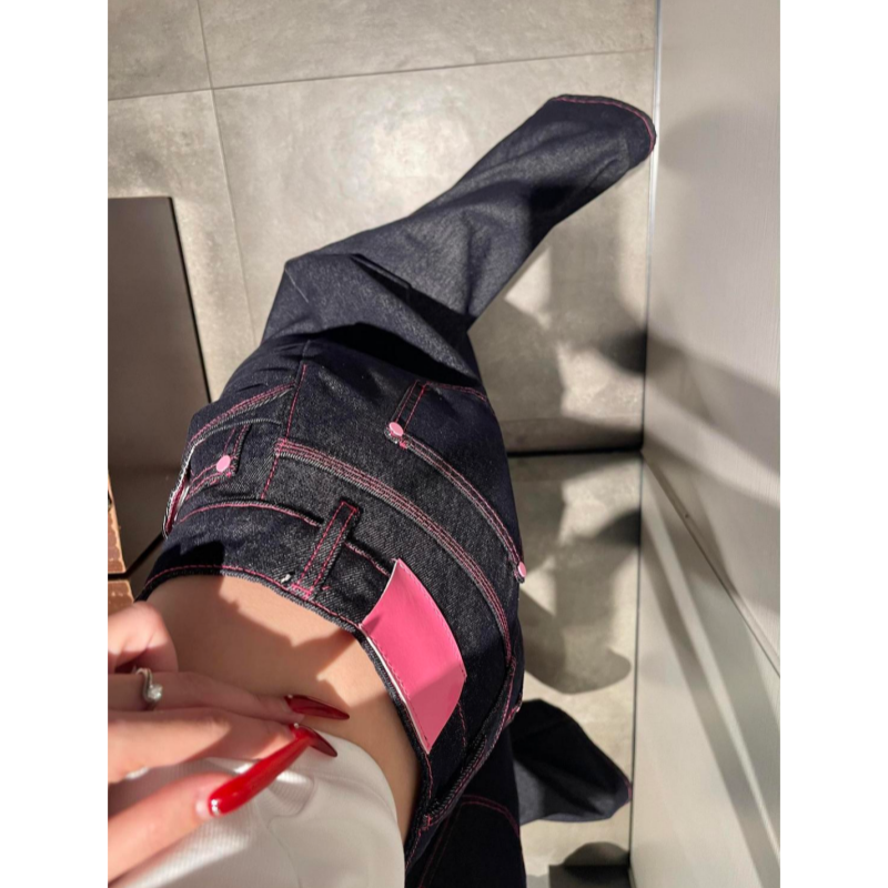 Jeans et pantalons pour femmes, taille basse, coupe évasée, en denim délavé, style décontracté d'été, effet ventre plat, jambe longue, coupe droite, jambe large