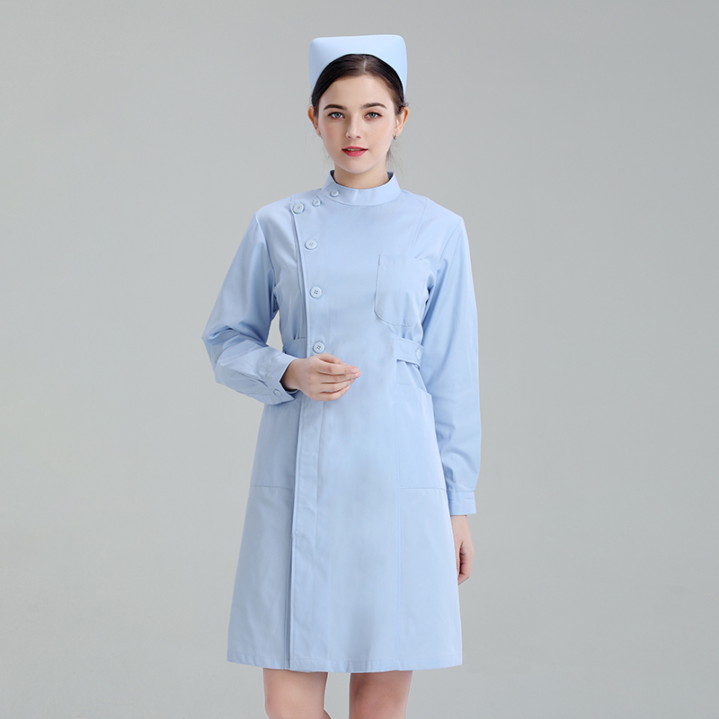 Uniformes médicaux Robe blanche pour femme, vêtements de travail vétérinaires, robe de médecin, veste d'automne, vêtements de spa pleine longueur, vêtements de beauté