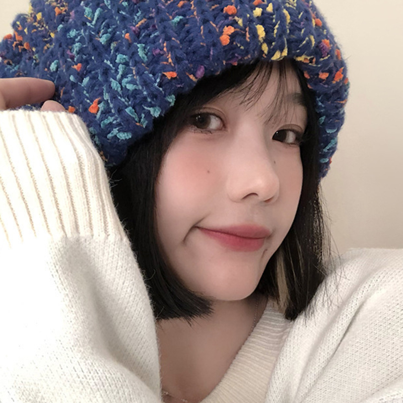 Chapeau à poils chauds d'automne et d'hiver, chapeau tricoté chaud tendance pour femmes