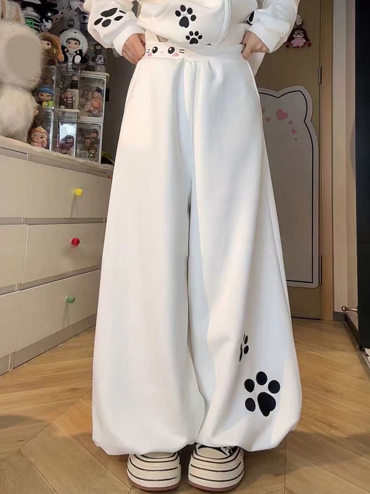 Pantalon Bloomers Mignon et Doux pour Femme, Taille Haute, Style Preppy, Kawaii, Décontracté, Ample, Chic, Imprimé Dessin Animé