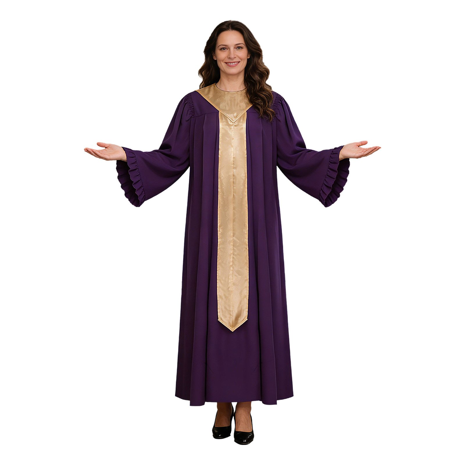 Robe de cosplay pour femme, pasteur chrétien, prêtre, robe de chorale d'église, robe de danse liturgique, robe de culte pour performance d'Halloween