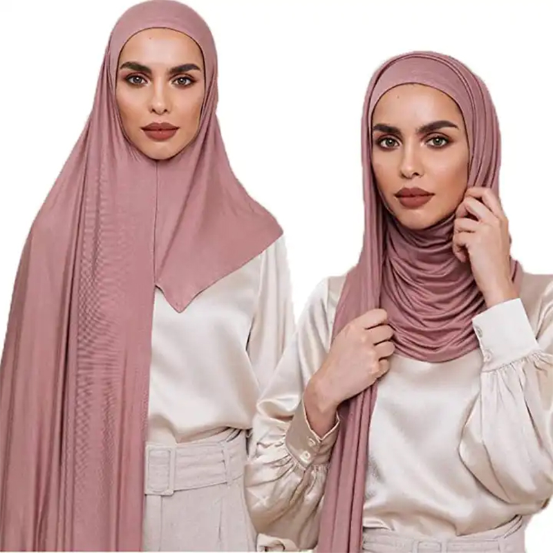 Prêt à porter Premium coton instantané Jersey Hijab bon point extensible Jersey écharpe plaine châles musulmans Turban chapeaux