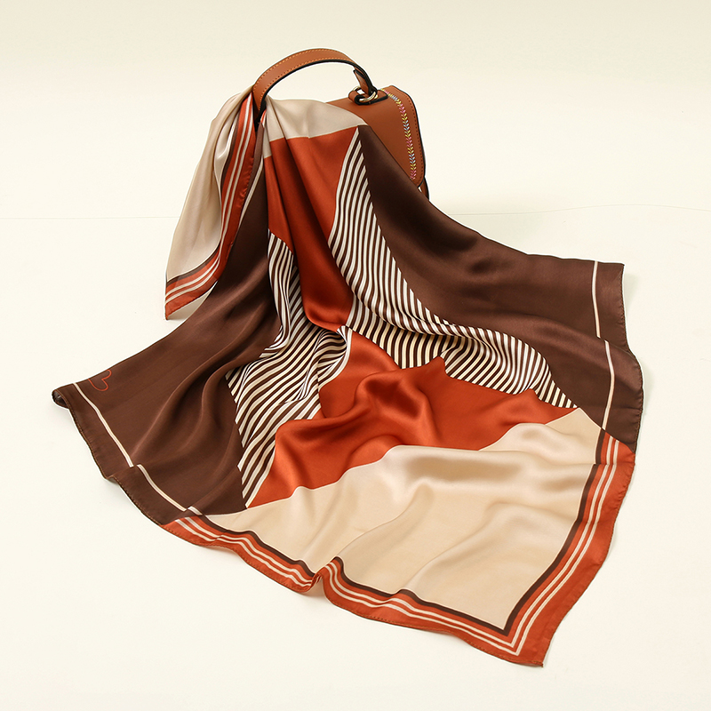 Foulard carré en soie pour femmes, 70x70cm, bandeau pour cheveux, Hijab, bandeau de tête, Bandana lisse