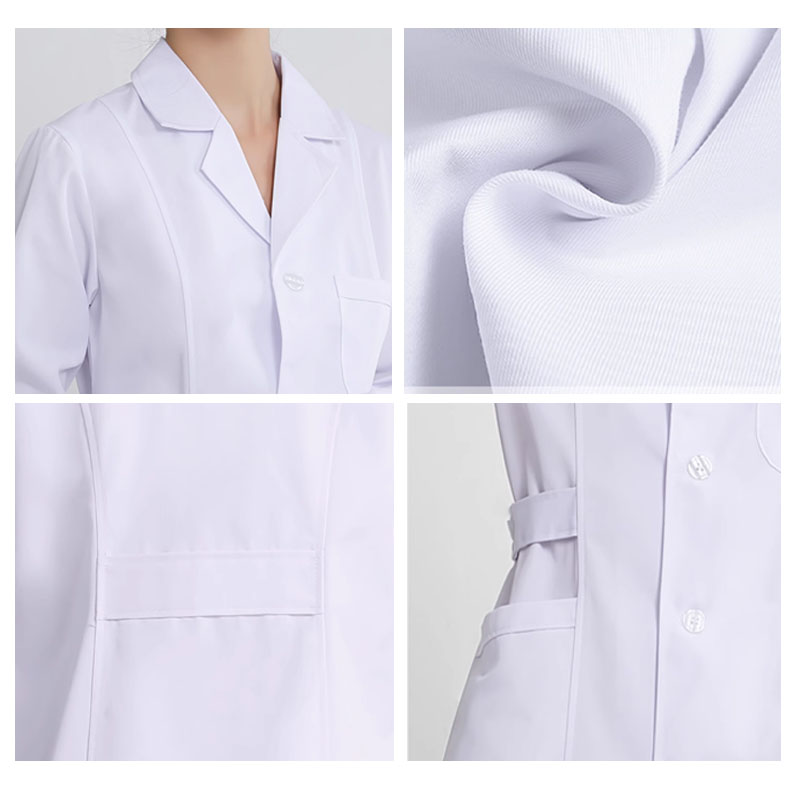 Manteau médical blanc en coton pour femmes, uniforme d'infirmière et de médecin, vêtements de travail d'hôpital, uniforme de travail professionnel pour laboratoire scientifique et pharmacie