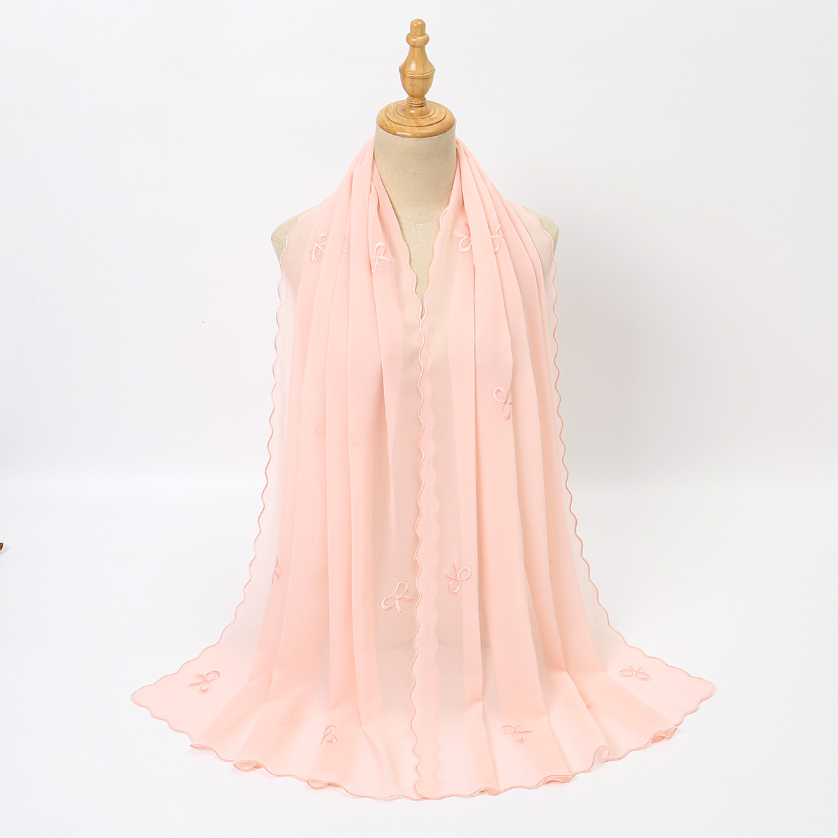 Nouveaux châles longs en mousseline pour femmes, foulards brodés floraux de qualité supérieure, couleur claire, turban respirant, couvre-chefs pour l'Aïd 180*70cm