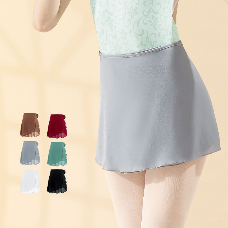 Jupes de ballet femme jupe portefeuille de danse courte adulte cravate jupe en mousseline de soie ballerine jupe à lacets robe de ballet Costumes de gymnastique