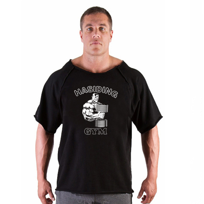 T-shirt de sport en coton pour homme, maillot de course, t-shirt d'entraînement respirant, t-shirt de fitness, t-shirts de gym