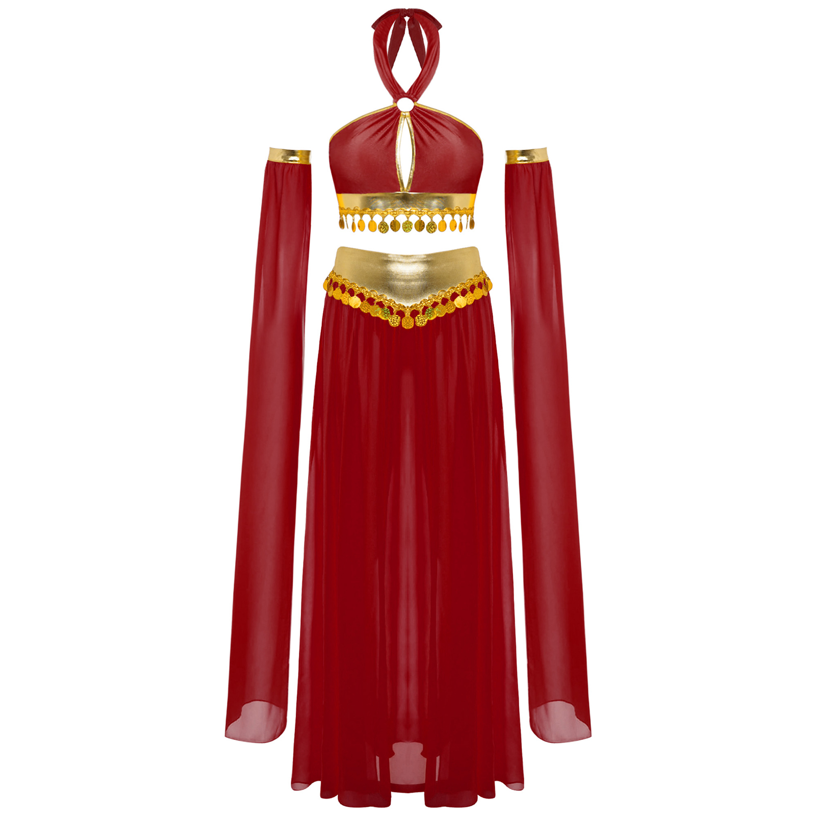 Costume de danse du ventre arabe ethnique pour femmes, tenue de princesse arabe, à paillettes, spectacle de danse orientale, tenues de danse du ventre