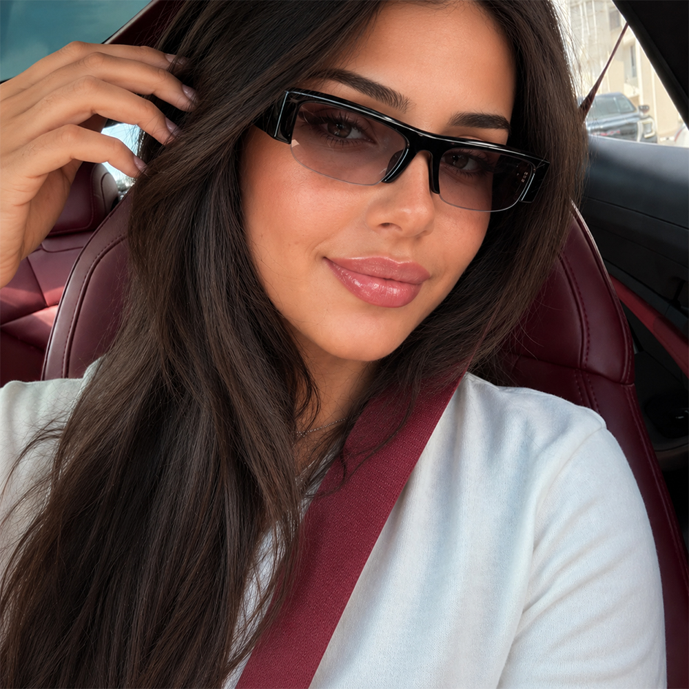 Lunettes de soleil demi-cerclées rectangulaires vintage de luxe pour femme, tendance, protection UV400, pour la conduite, mode streetwear