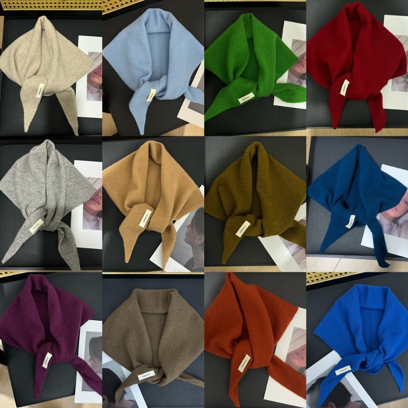 Écharpe triangulaire coréenne britannique en laine 100% pour femme, foulard tricoté multifonctionnel et chaud
