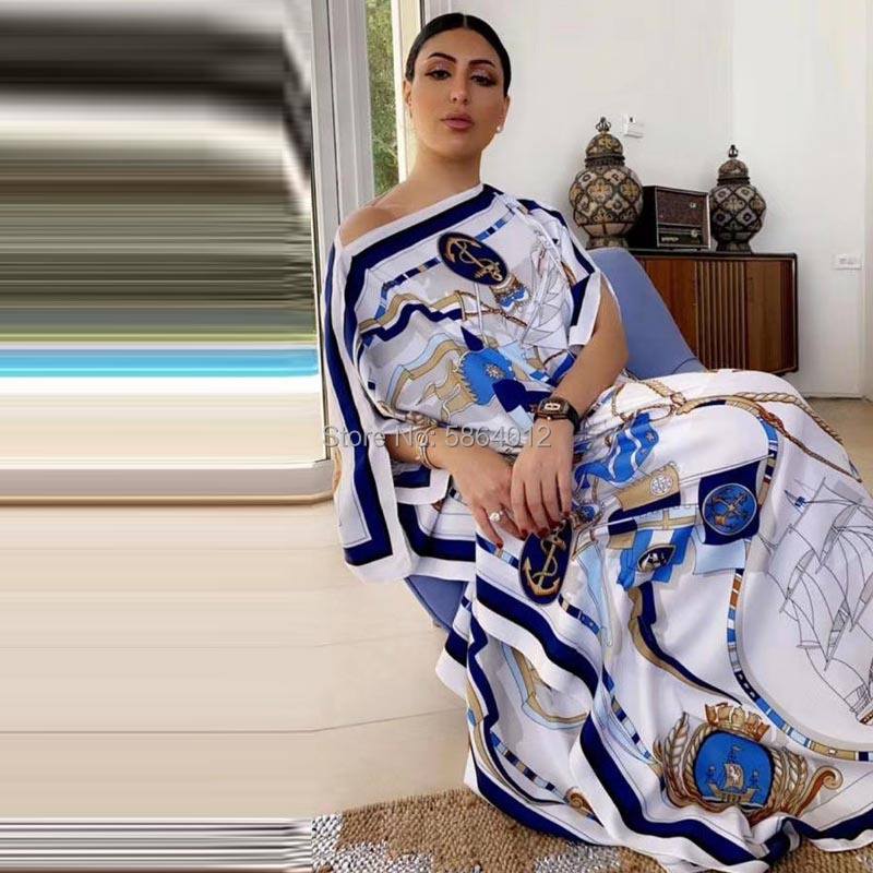 Robe longue imprimée chauve-souris pour femmes, robe élégante, robe de soirée, robe éducative, design de mode, été, automne, 2021