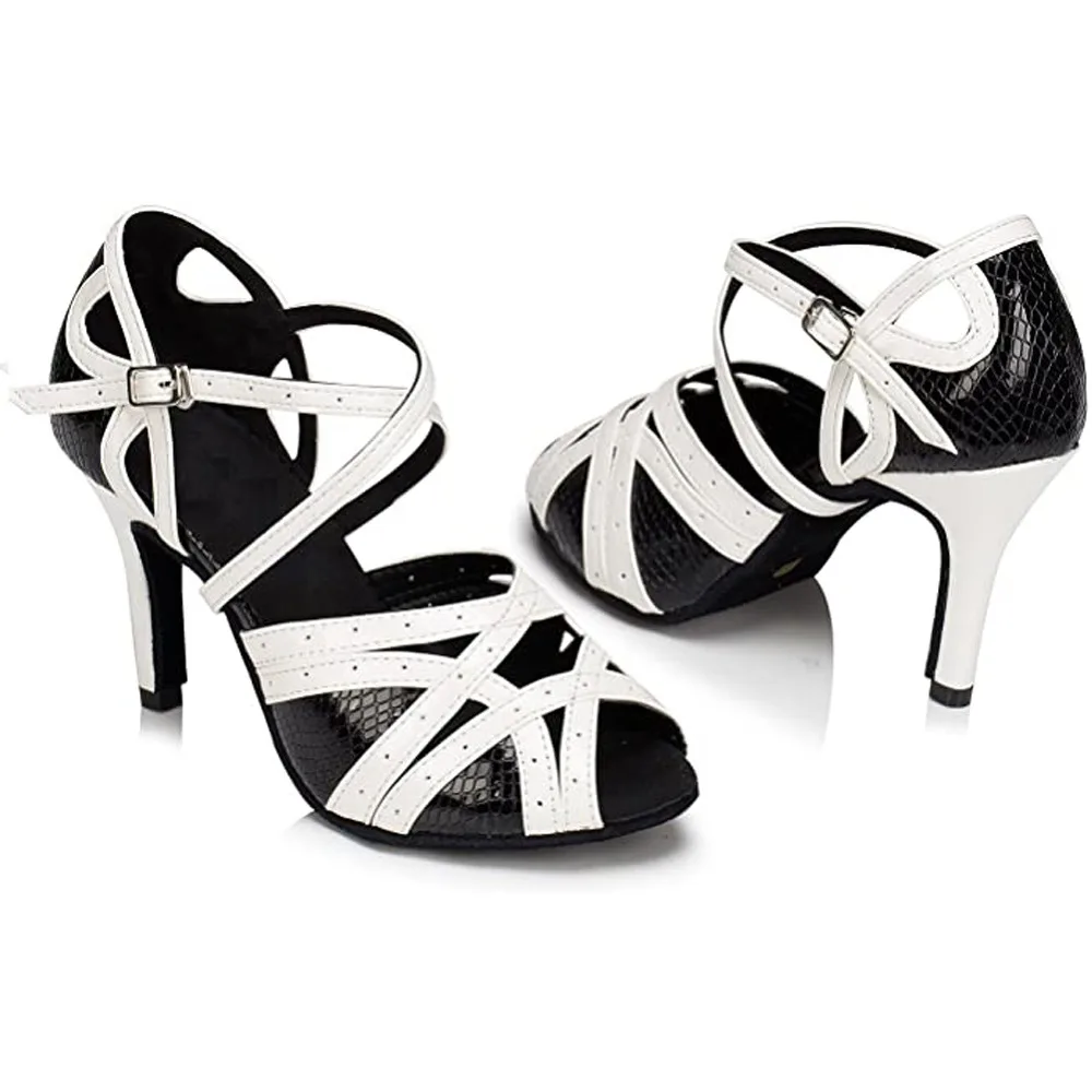 Chaussures de danse latine noires pour femmes, semelle souple, pour intérieur, jazz, tango, soirée, talon haut, sandales ajourées été 2026