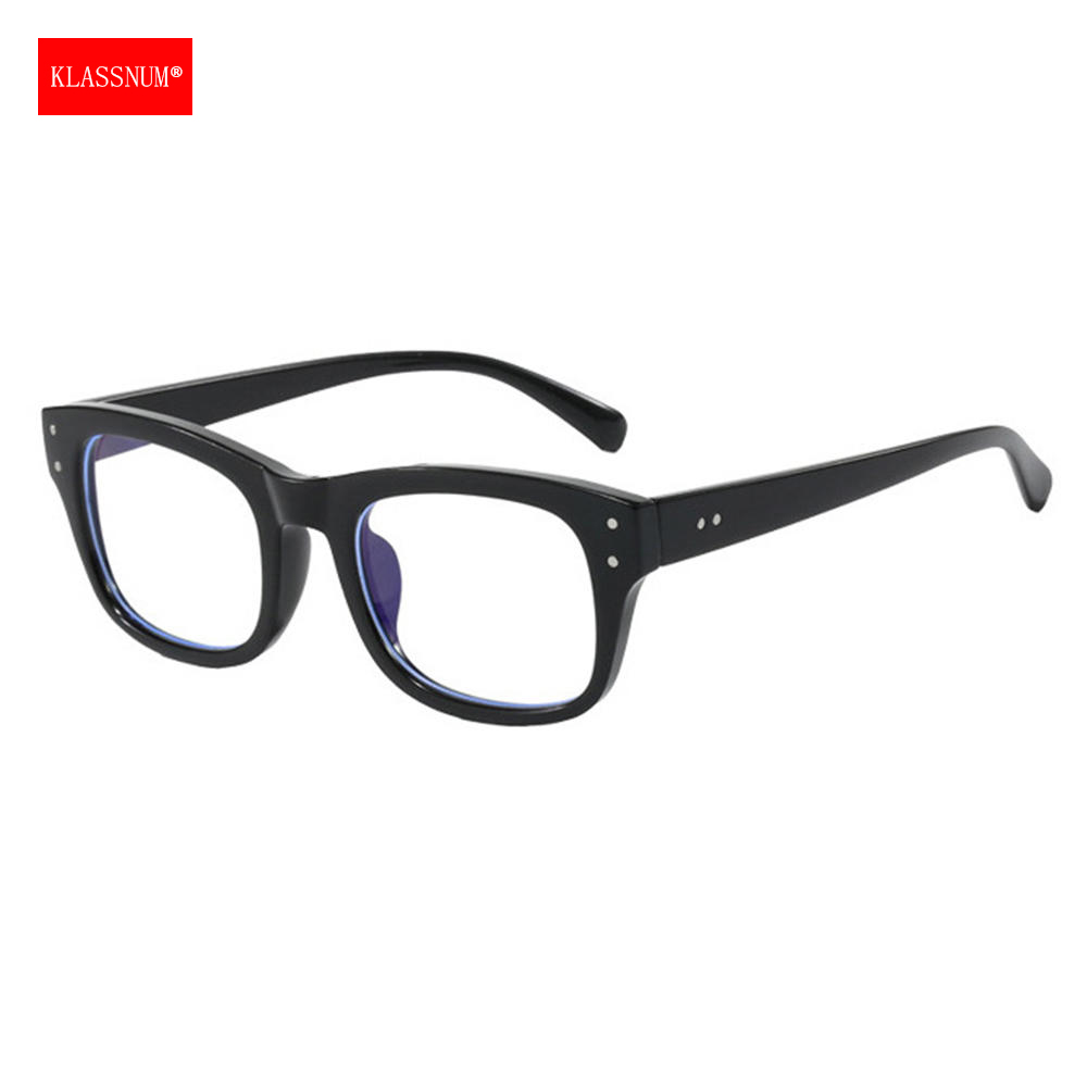 KLASSNUM noir cadre épais lunettes transparentes hommes corne-montée lunettes Vintage Anti-lumière bleue femmes homme ordinateur lunettes plates