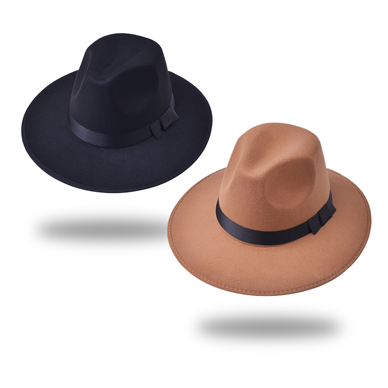 Chapeau Fedora rétro pour hommes et femmes, noir, bord large, Jazz Top Cap, feutre chaud d'hiver, chapeau anderunisexe, chapeaux d'église ander