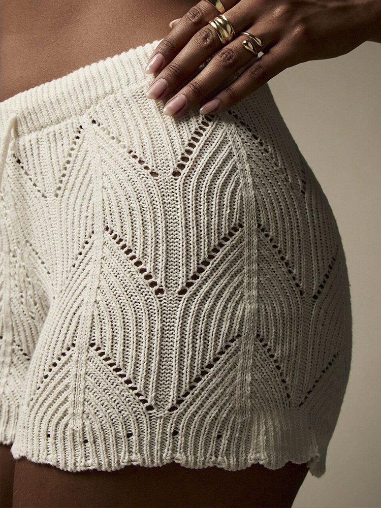 Shorts en crochet faits main avec cordon de serrage – Confortables et décontractés pour la plage et les vacances d'été – Facile à enfiler et décontracté